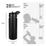 Insulated Stainless Steel Double Wall Vacuum Travel Sports Water Bottle-20oz