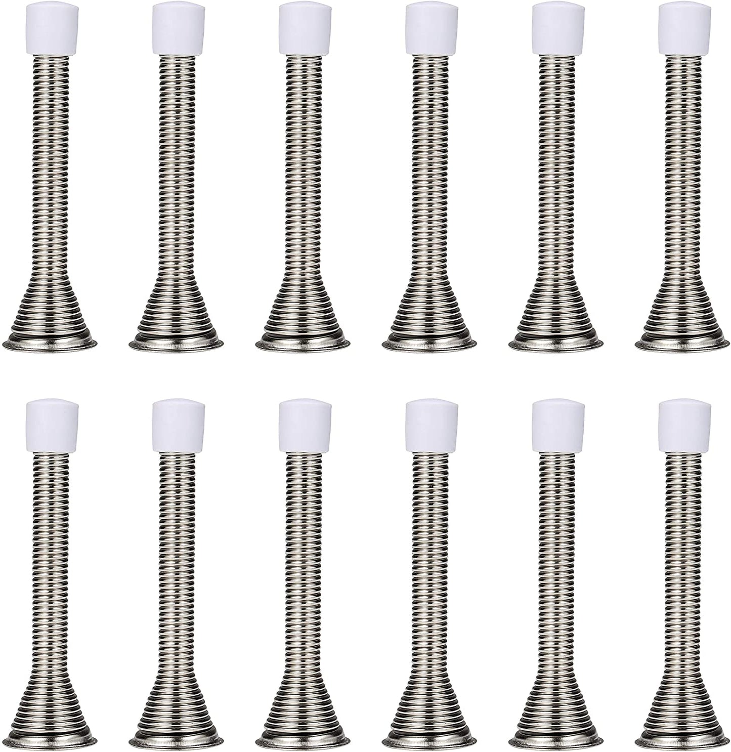 8/12 Pack Spring Door Stops with Low Mounted Rubber Bumper Tips