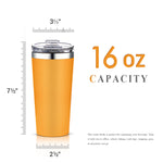 16oz Insulated Double-Walled 18/8 Stainless Steel Tumbler-Vacuum