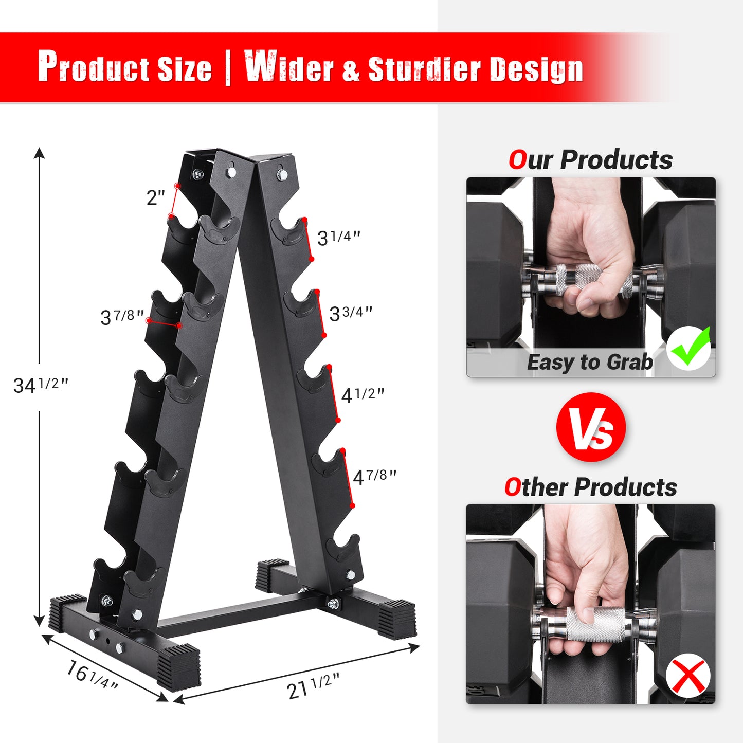 5 Tier Steel Dumbbell Weight Rack Stand