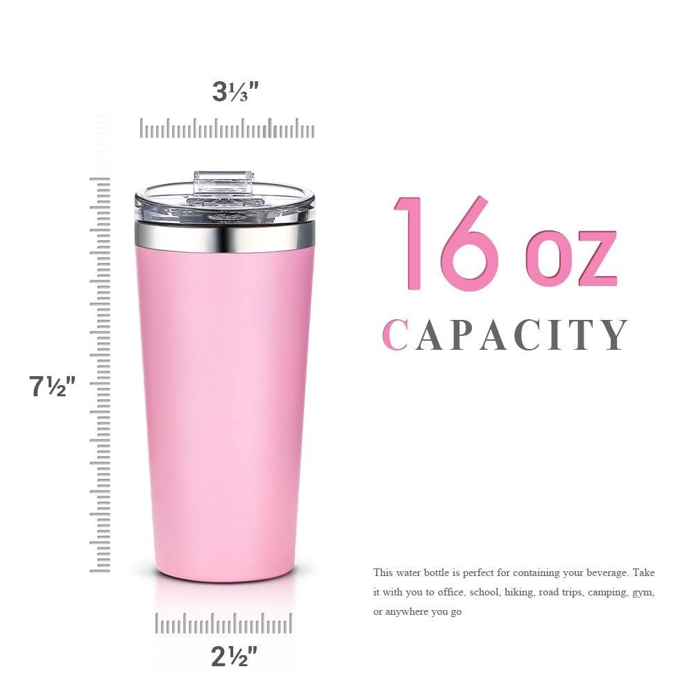 16oz Insulated Double-Walled 18/8 Stainless Steel Tumbler-Vacuum