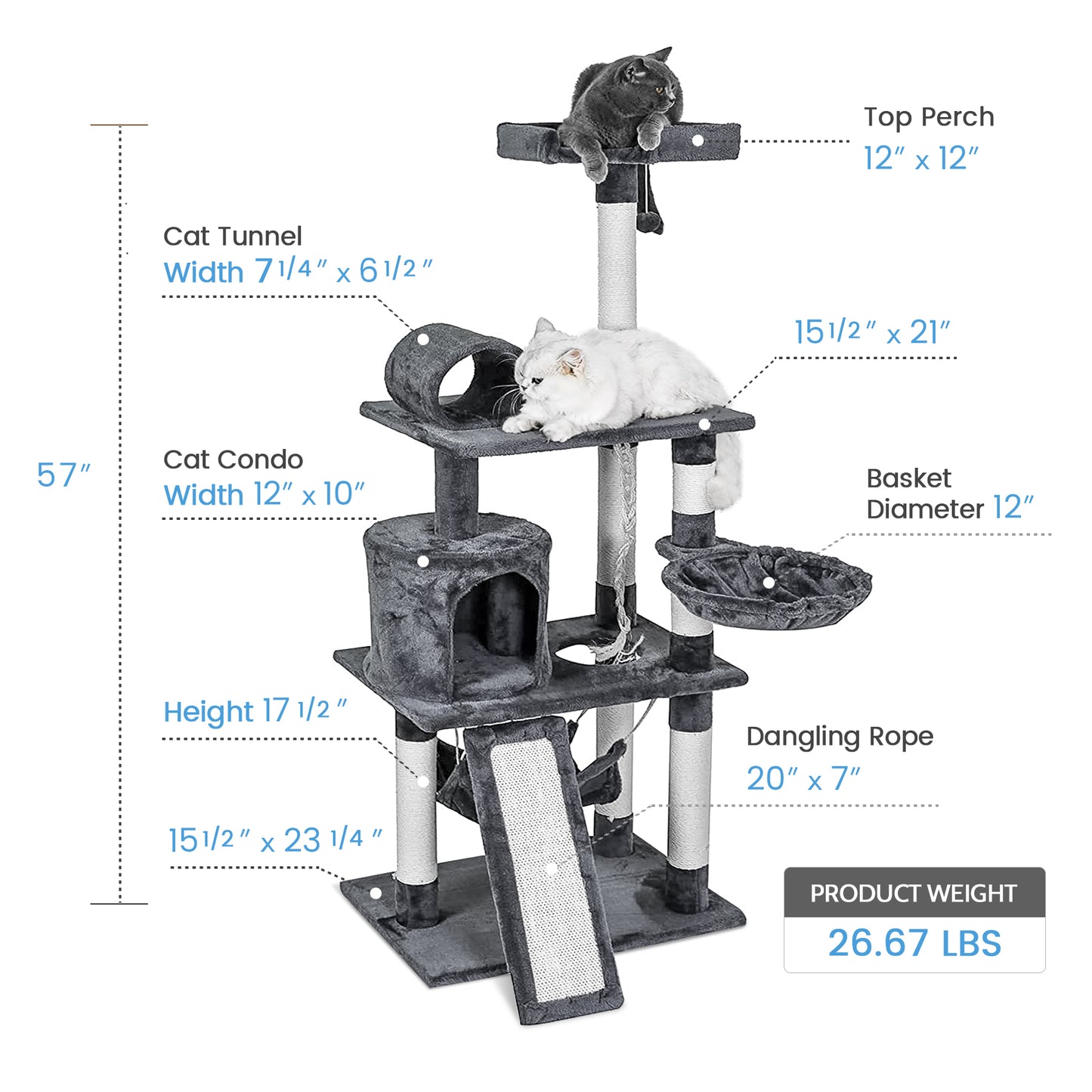 57¡± Cat Tree Tower for Indoor Cats Stand House Furniture