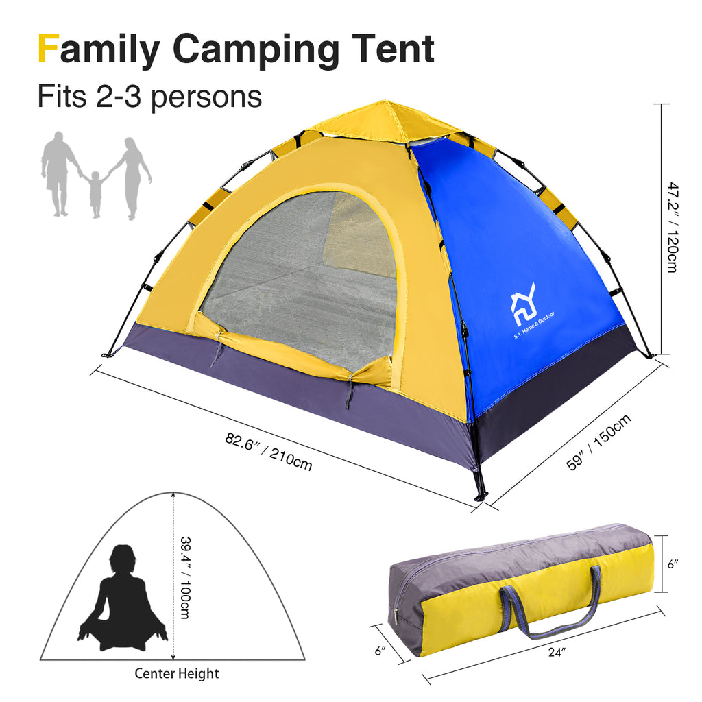 S.Y. Home & Outdoor Lightweight Camping Pop Up Tent for 2 Person