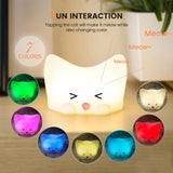 Rechargeable 7 Colors Cute Cat Soft Silicone Led Nightlight