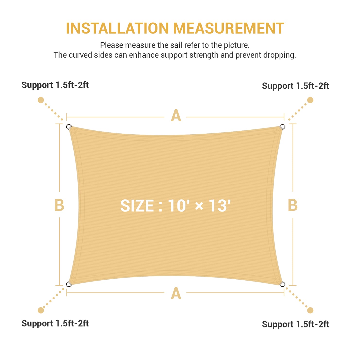 Sun Shade Sail 10" x 13"Permeable UV Block Rectangle Canopy