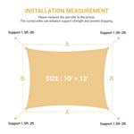 Sun Shade Sail 10" x 13"Permeable UV Block Rectangle Canopy