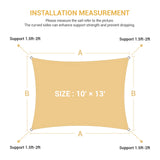 Sun Shade Sail 10" x 13"Permeable UV Block Rectangle Canopy