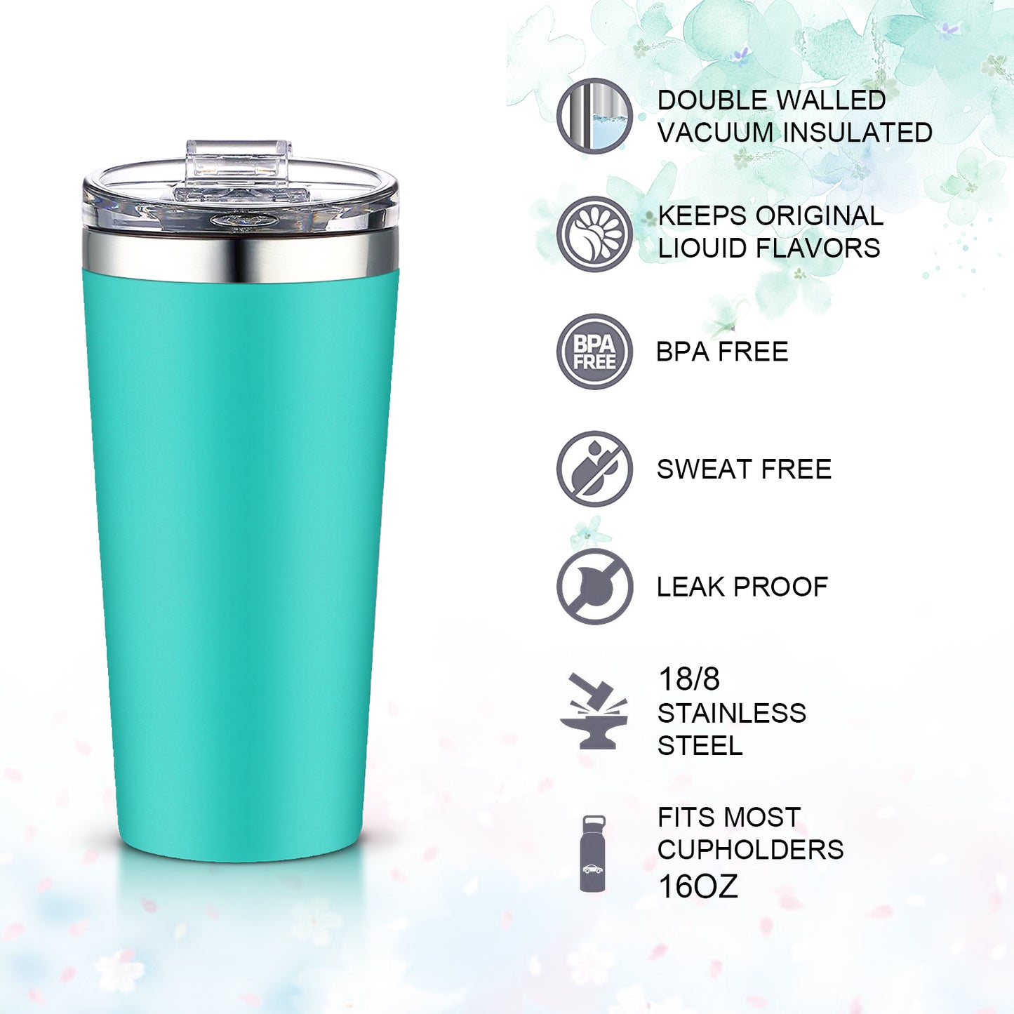 16oz Insulated Double-Walled 18/8 Stainless Steel Tumbler-Vacuum