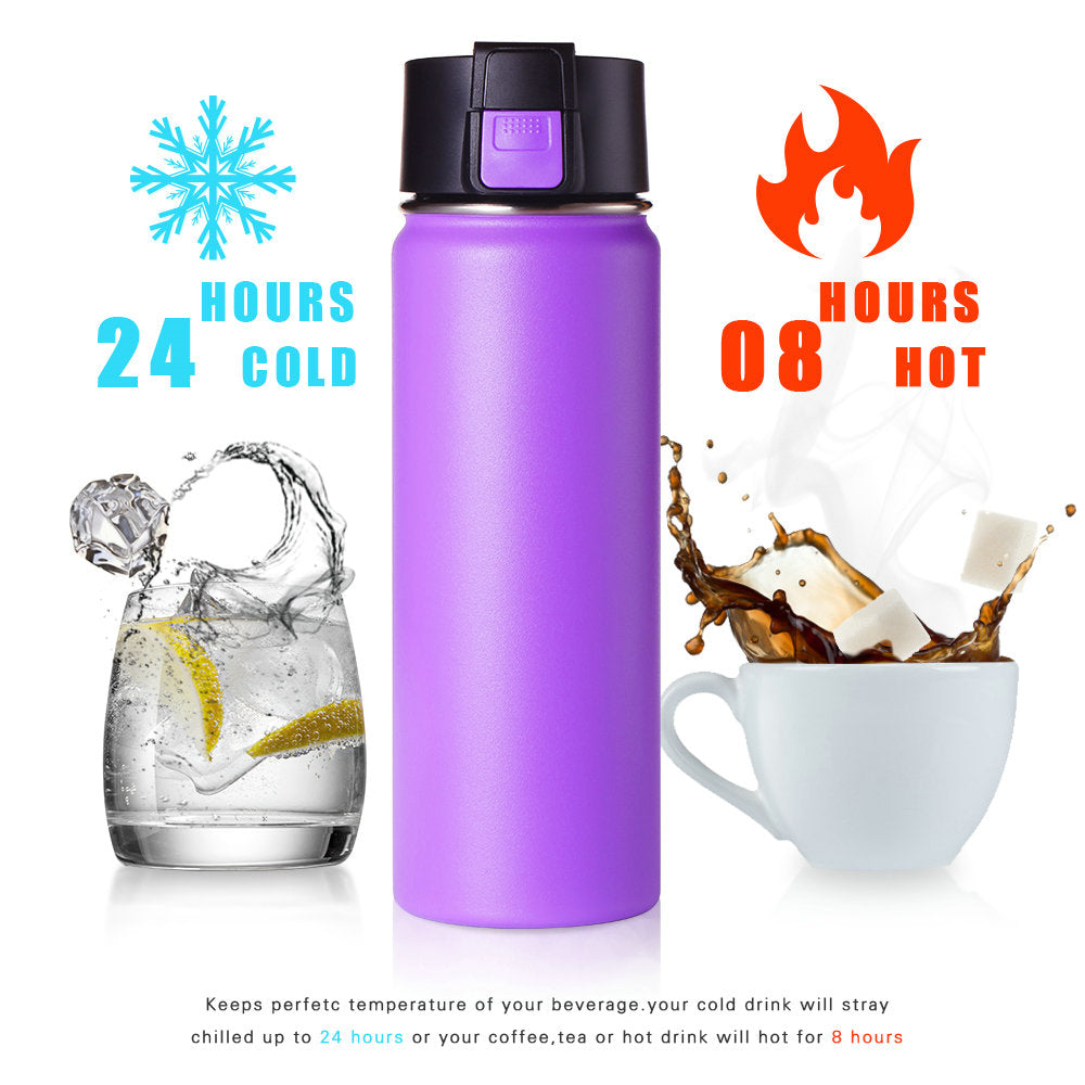 Double wall Vacuum Insulated Stainless Steel Wide Mouth Sports Water Bottle-20OZ