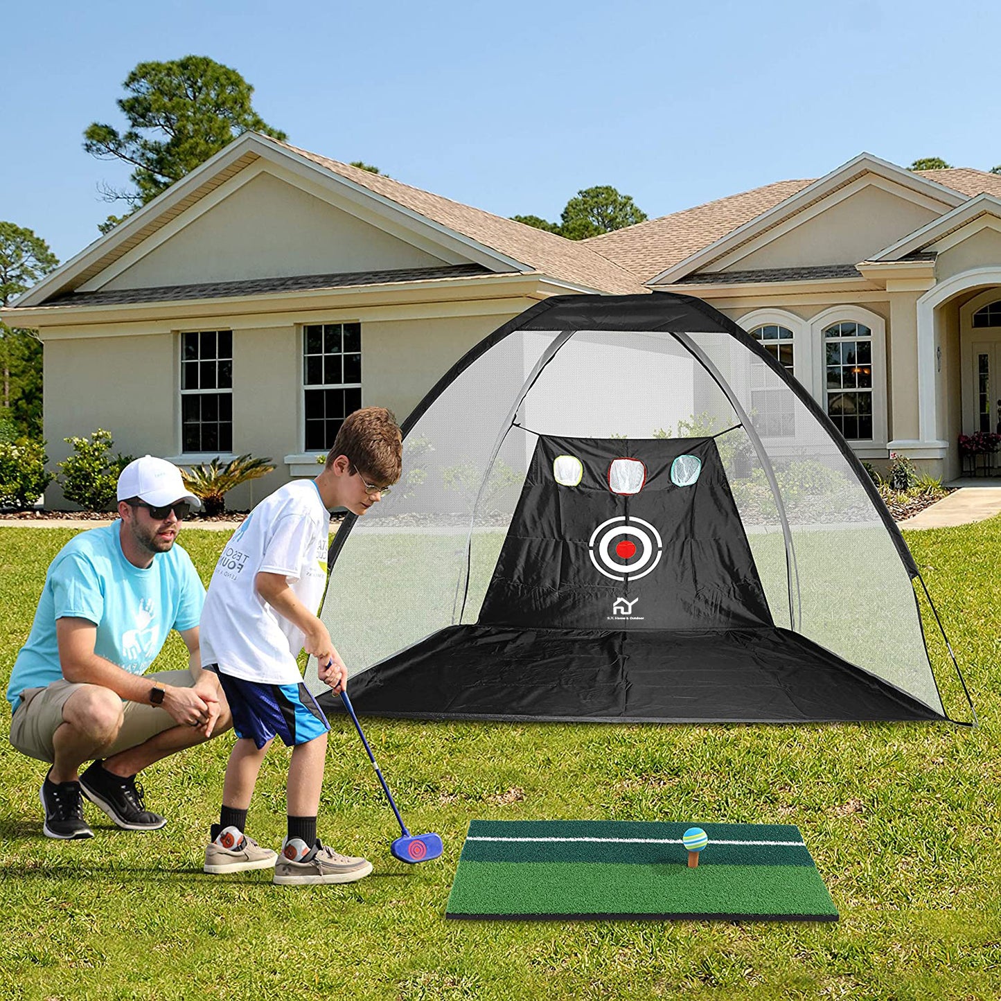 S.Y.  Golf Practice Net with Target Chipping Holes Hitting Golf Nets