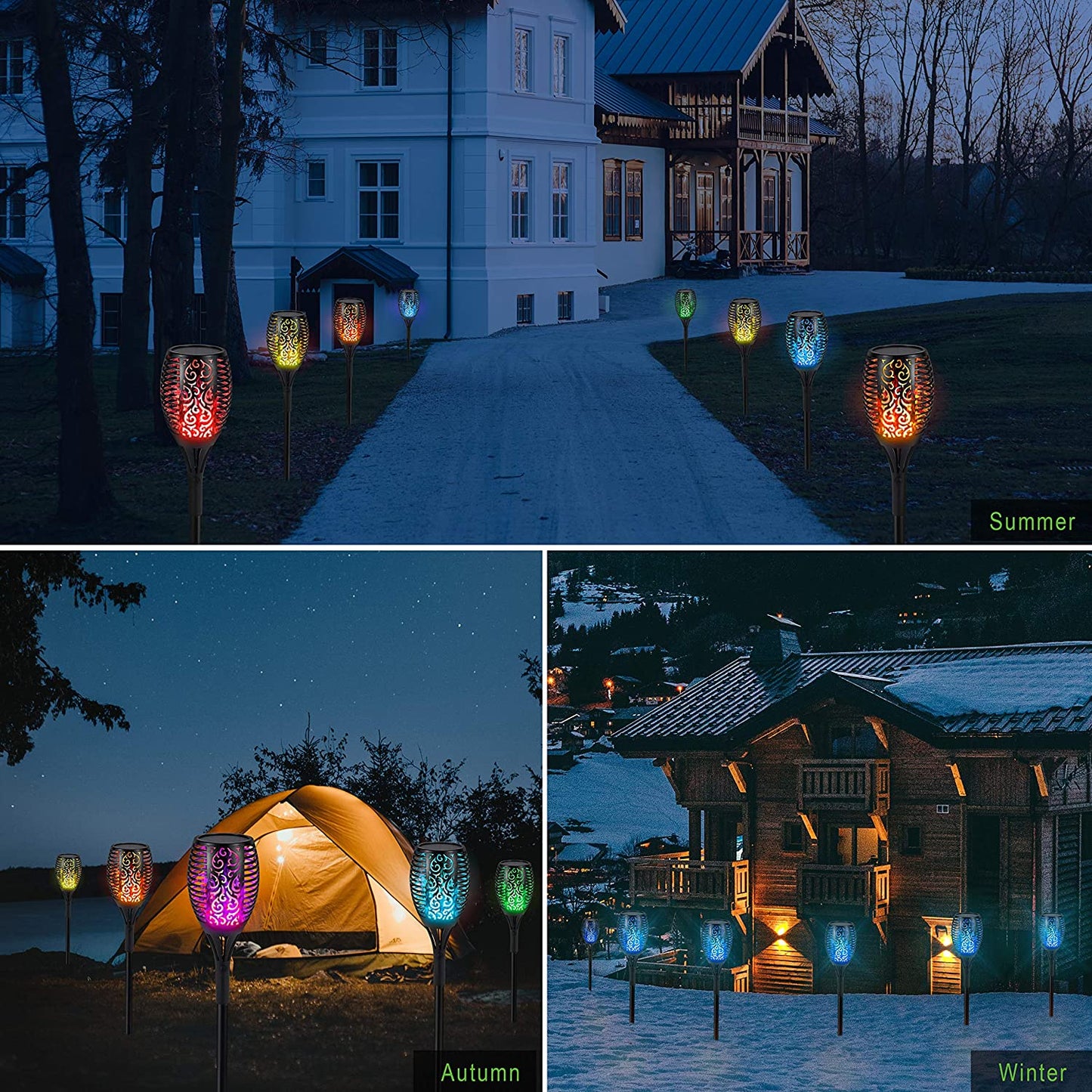 S.Y. 7-Color Changing or Fixed Color Outdoor Torch Solar Lights with 96 LED