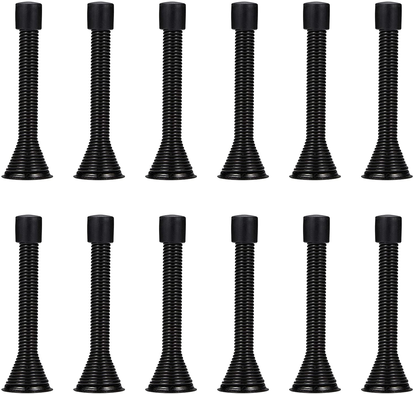 8/12 Pack Spring Door Stops with Low Mounted Rubber Bumper Tips