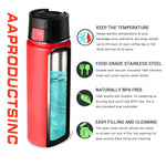 Double wall Vacuum Insulated Stainless Steel Wide Mouth Sports Water Bottle-20OZ